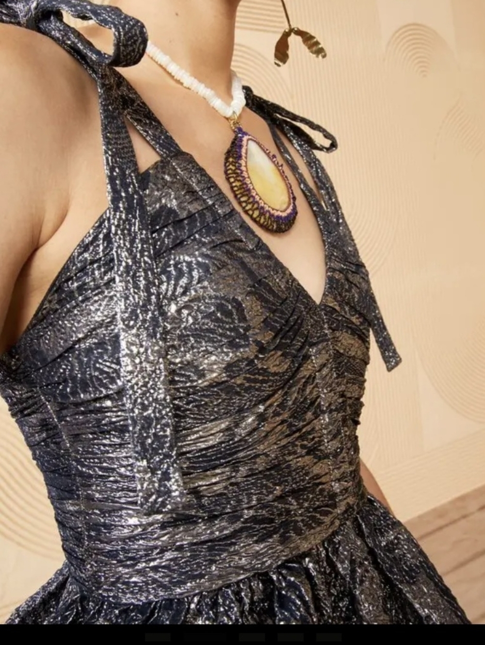 Ulla Johnson Metallic Silver Textured Silk Blend Tank Top Cocktails Clubby Chic - Picture 7 of 7